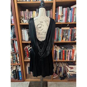 Vintage 8Os Casadei Women's Size 8 Black Draped Open Back Mini Party Dress NYE